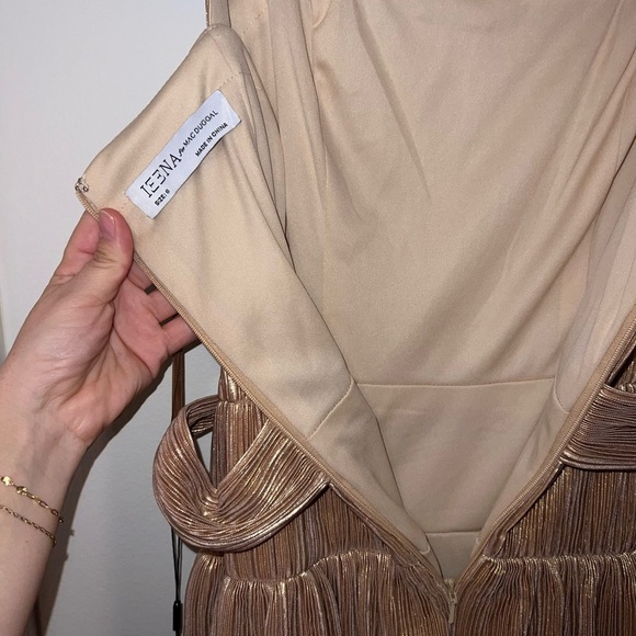 Mac Duggal - NWT - 27062 Ruffle Tiered Buckle Detail Dress - Gold Metallic $398 - Picture 10 of 10